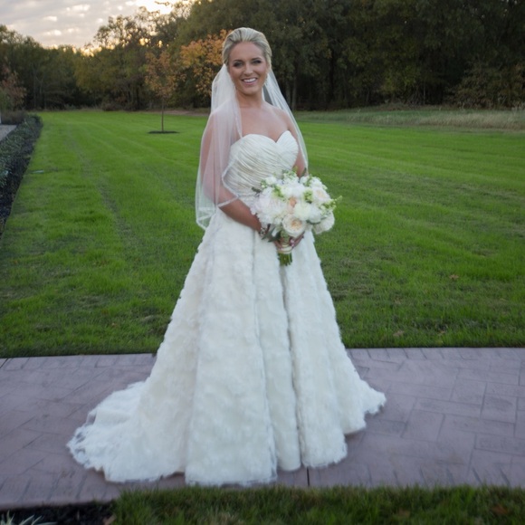 Preserved ivory wedding dress with beaded belt & vail - Picture 9 of 15